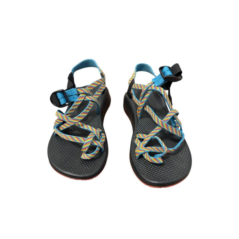 Chaco Blue and Yellow Sport Sandals with Crisscross Straps